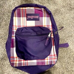Purple Plaid Jansport Backpack - like new!